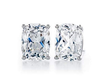 Premium Quality Simulated Diamond CZ Hypoallergenic Nickel Free Sterling Silver Stud Earrings Rectangle Cushion 7x5mm - 10x8mm