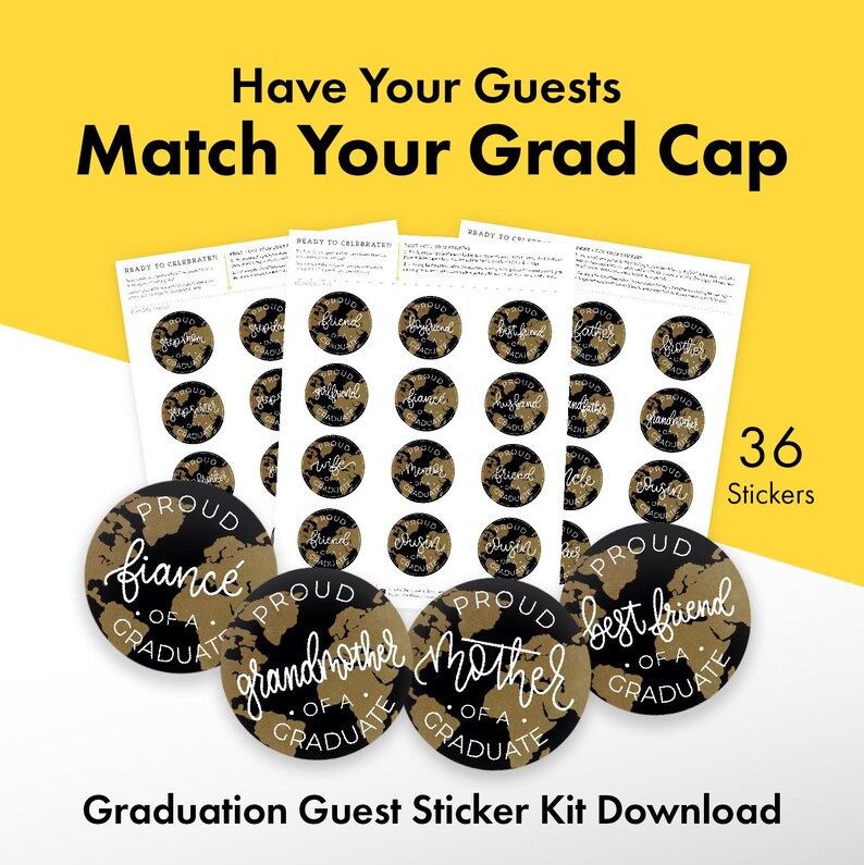Graduation Guest Stickers | Family, Friends Photo Booth Props (digital ...