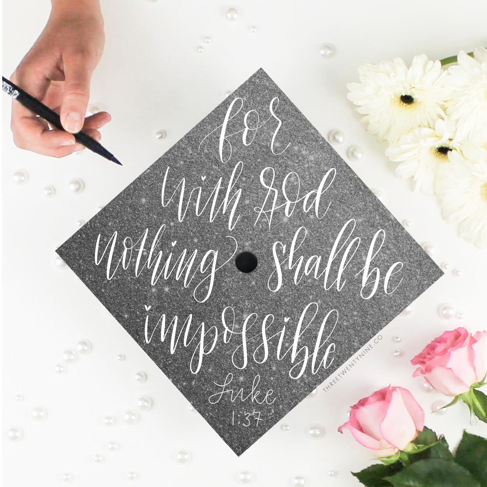Graduation Cap Decal DOWNLOAD ONLY Silver Glitter Etsy