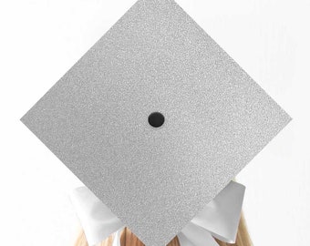 Decorazione per cappello di laurea con glitter argento / Decorazione fai da te per la laurea