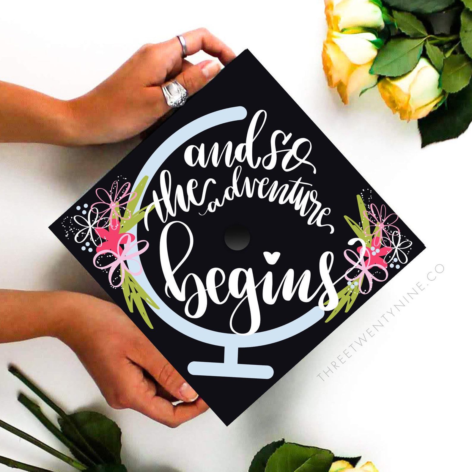 Handwritten Graduation Cap Decal | Adventure Begins Cardstock Design - Etsy