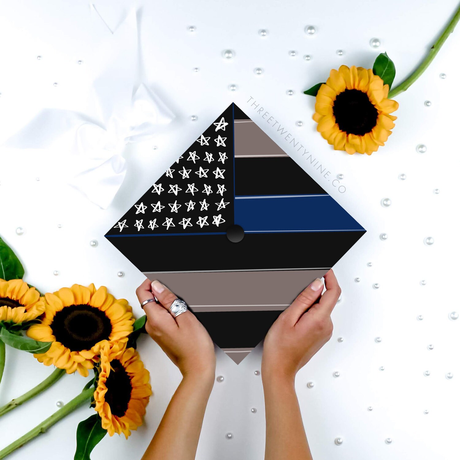 Thin Blue Line Graduation Cap Decal | Printed Cardstock - Etsy