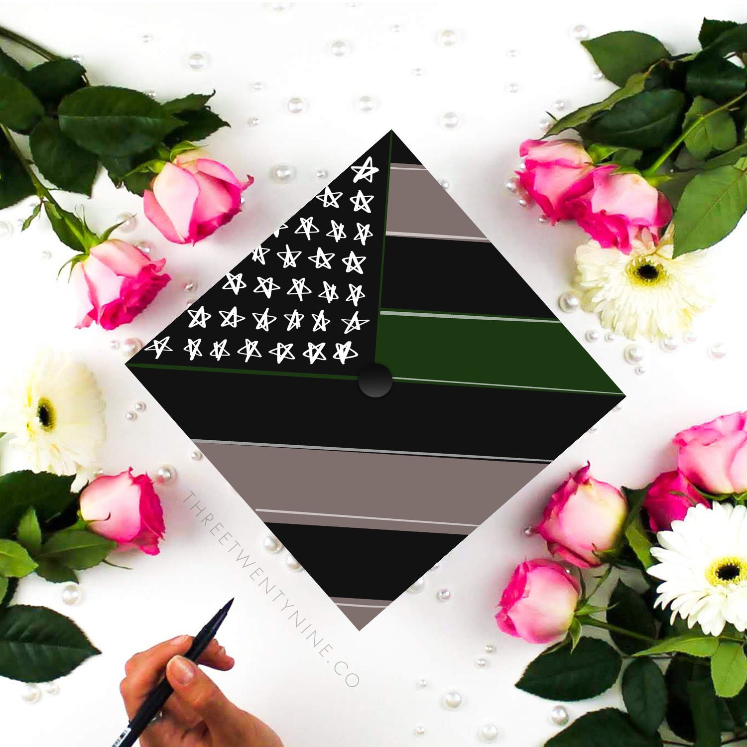 Graduation Cap Decoration | Custom Grad Cap | Thin Green Line | Flag - Etsy