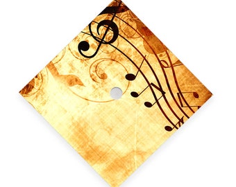 Adesivo per cappello di laurea con note musicali / Cartoncino bifacciale