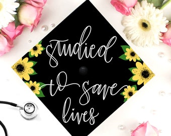 Nurse Graduation Cap Decoration | Sunflower Design (Digital Download)
