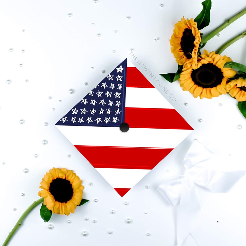 Printed Graduation Cap Decal | American Flag Design - Etsy