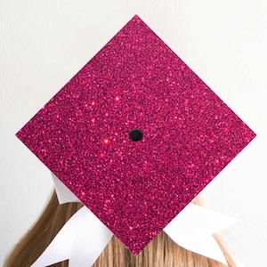 Pink Glitter Grad Cap | Easy-to-Apply Graduation Cap Decoration | Grad Cap Topper
