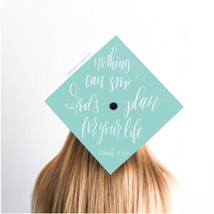 Bible Graduation Cap | Grad Cap Topper | Nothing Can Stop God&#39;s Plan for Your Life | Isaiah 14:27