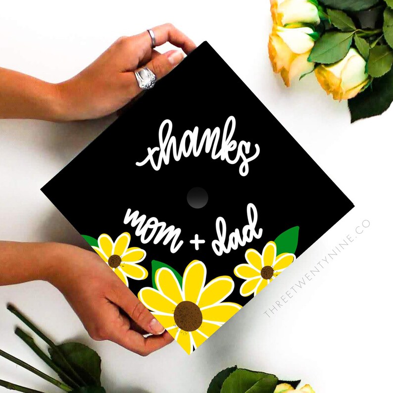 Graduation Cap Decal DOWNLOAD ONLY Thanks Mom and Dad Etsy