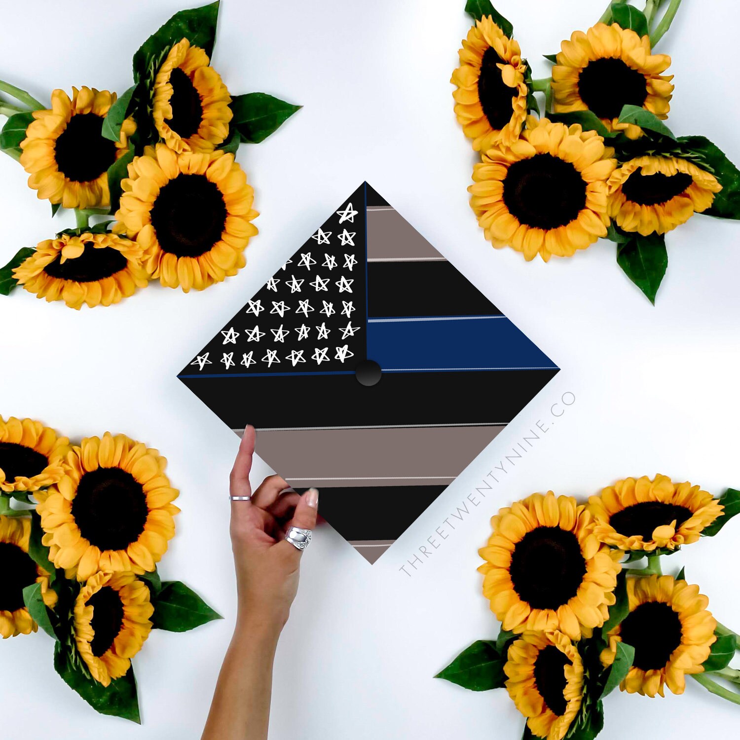 Thin Blue Line Graduation Cap Decal | Printed Cardstock - Etsy