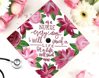 Nurse Graduation Cap Decoration | Floral Art, BSN, RN (Digital Download)