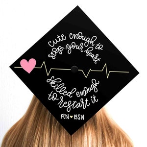 Graduation Cap Decoration | Nurse Grad Cap | BSN | Rn | Nursing | Nurse | Cute Enough | Black