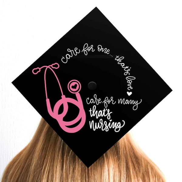 Nursing Graduation Cap Topper Download  | BSN | Rn | Nursing | Nurse | Care for One | Black