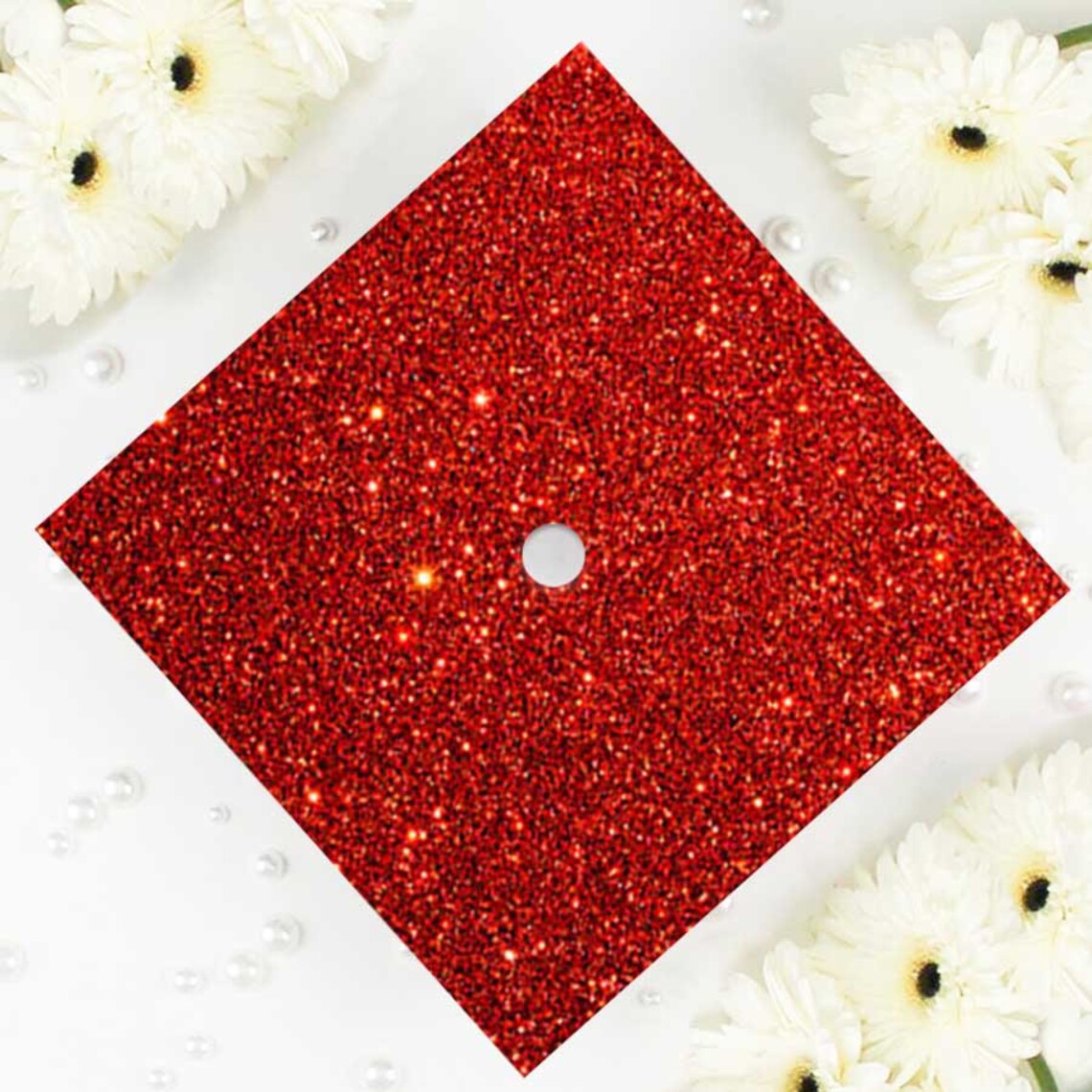 Graduation Cap Glitter Base Only Red Glitter Etsy
