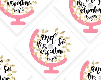 Berretto di laurea / Berretto grad / Decalcomania Grad Cap / Decorazione Grad Cap / E così inizia l'avventura / Rosa