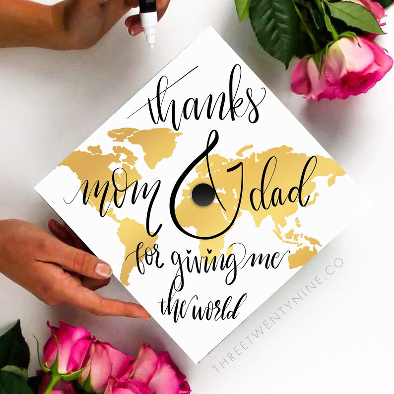 Graduation Cap Topper DOWNLOAD ONLY Thanks Mom and Dad for Etsy