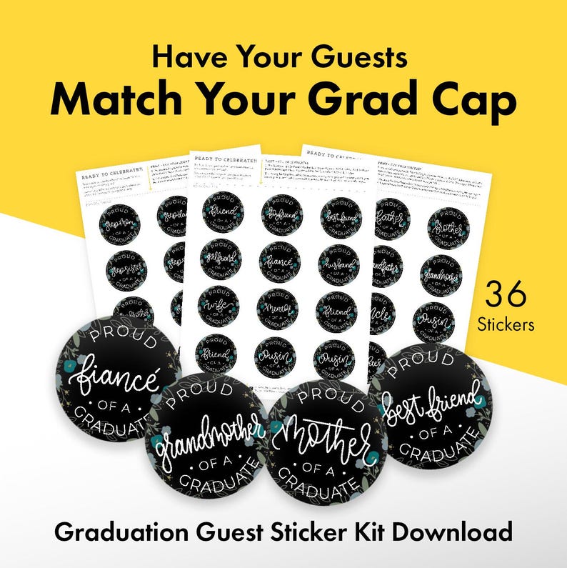 Graduation Part Part Sticker Graduation Guest Stickers | Floral Party Photo Booth Props (digital ...