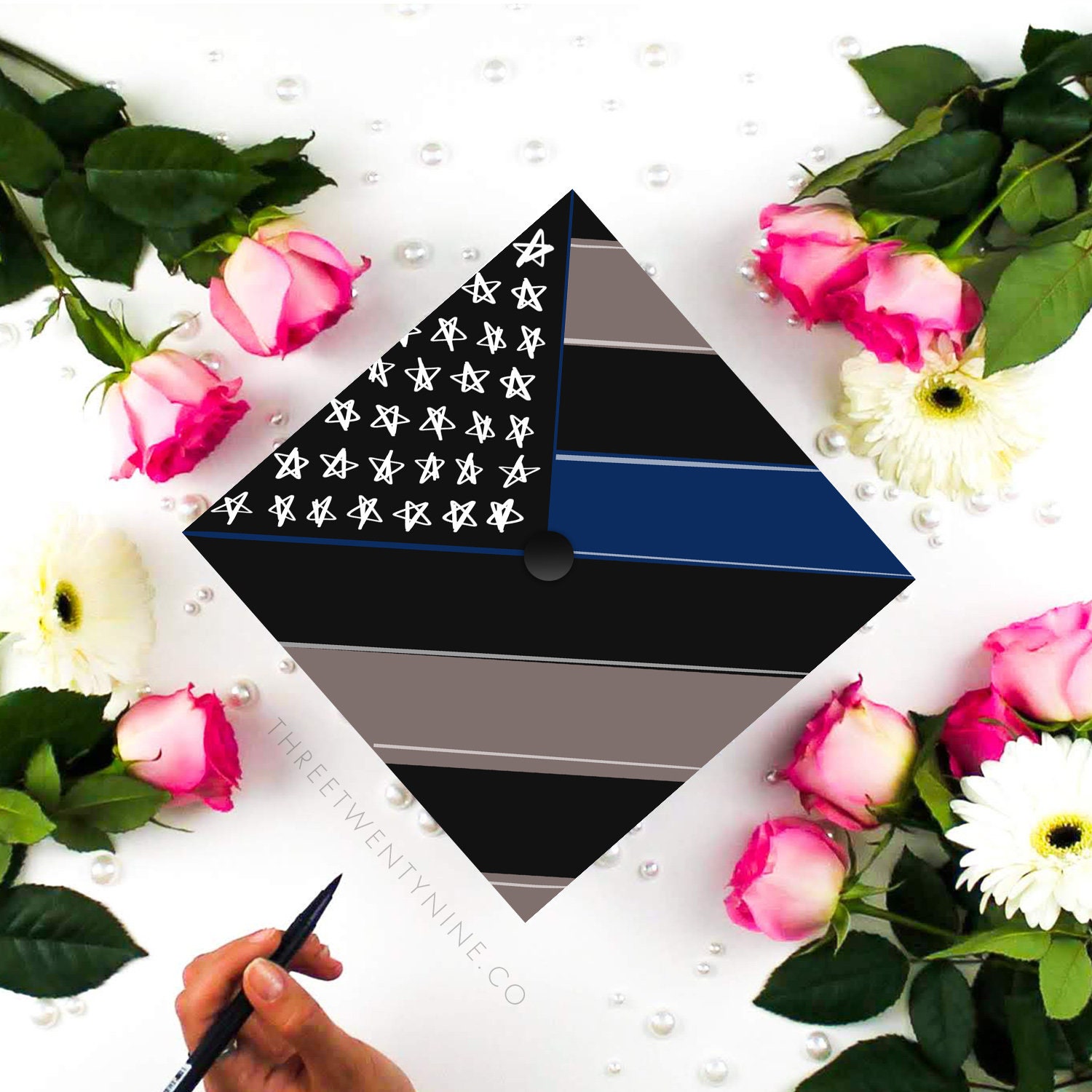 Police Graduation Cap Graduation Cap Decoration | Police Grad Cap | Thin Blue Line | Flag - Etsy