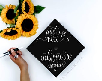 Graduation Cap Decoration Download | And So The Adventure Begins | Grad Cap Topper | Grad Gifts