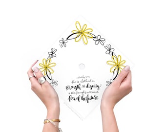 Strength and Dignity Graduation Cap Topper | Floral Bible Verse (Digital Download)