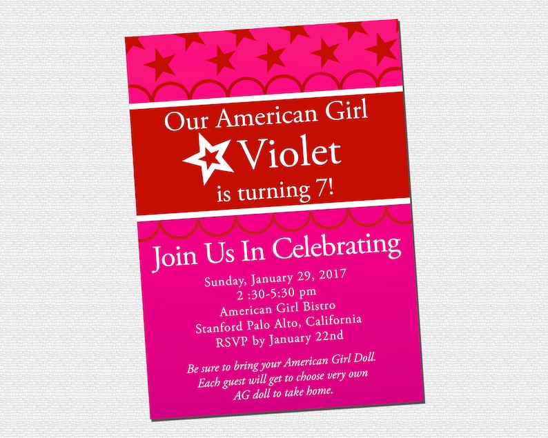 Invitation American Lady - PRINTABLE picture relating to American Girl Printable identify Invitation American Lady - PRINTABLE