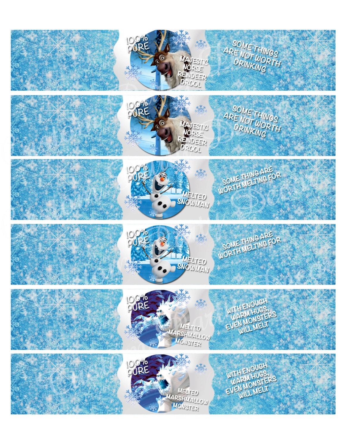 Free Frozen Water Bottle Printables
