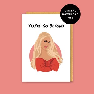 You're So Beyond / Paris Hilton / Paris in Love / Tarjeta del Día de San Valentín / Tarjeta divertida / Descarga instantánea / Tarjeta imprimible - 5x7