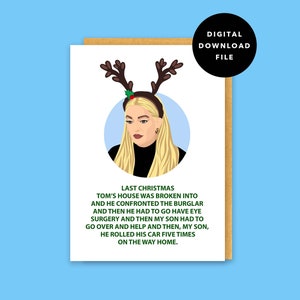 Erika Jayne RHOBH / Tom Car Accident / Cartão de Natal / Real Housewives of Beverly Hills / Engraçado / Download instantâneo / Cartão para impressão - 5x7