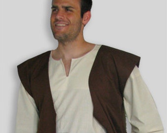 Biblical Costume - Muslin Tunic, Long Vest, Wide Sash.