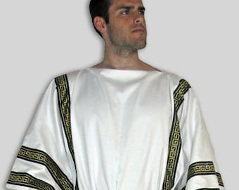 Ancient Greek Julius Caesar Costume - trimmed tunic and rope belt.