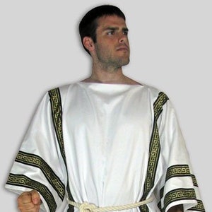 Ancient Greek Julius Caesar Costume - trimmed tunic and rope belt.