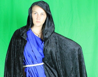 Velvet cloak with full hood, large, many colors.