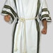 Ancient Greek Julius Caesar Costume - trimmed tunic, belt, rope sandals 