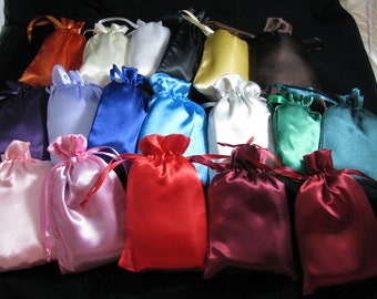 18 colors - Satin Drawstring Bags 5 X 8