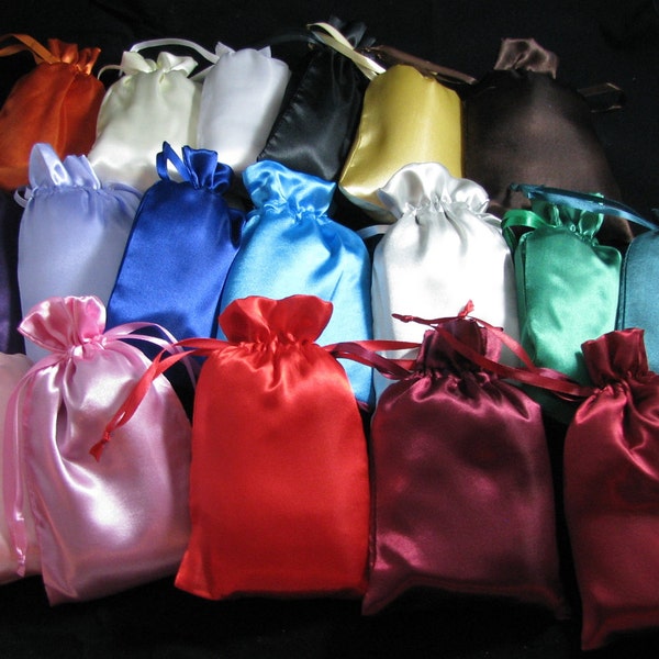 18 colors - Satin Drawstring Bags 5 X 8