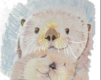 Otter parent and baby greeting card for non-binary parent's day