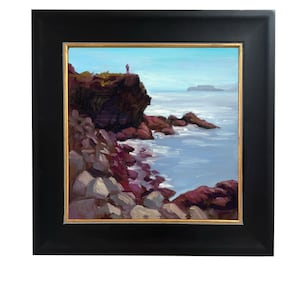 Plein Air Oil Painting – Sausalito Shore, San Francisco Bay Landscape, Coastal Wall Art, California Seascape Original