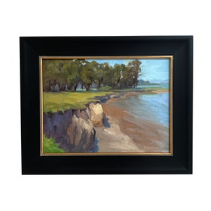 California plein air oil painting of Bay Area Regional Park &quot;Point Pinole Shoreline,&quot; by Bay Area landscape artist Erica Norelius.