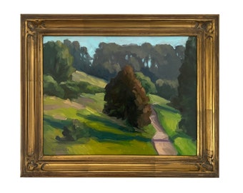 Framed California Landscape Oil Painting – Original Plein Air Art – Berkeley Hills Wall Decor – Impressionist Home Artwork