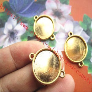 wholesale 20pcs Antiqued Gold 20m m(inner size)  round bezel trays connectors charms findings