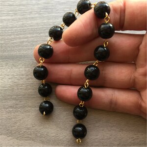 1pcs 10mm black/White glass pearl ball link chains--Silver links