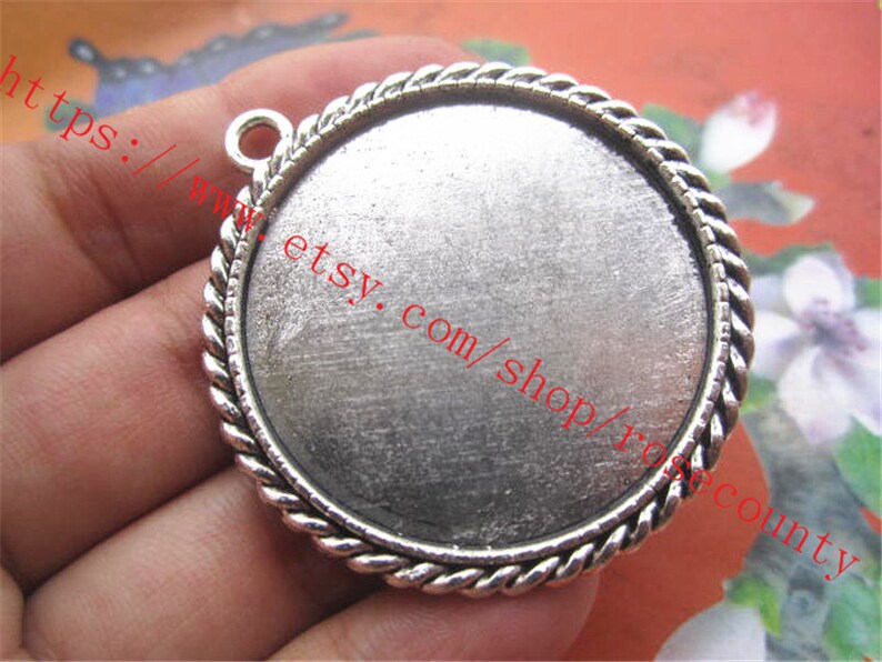 20pcs antiqued Bronze 35mm round bezel trays pendant findings cabochon size