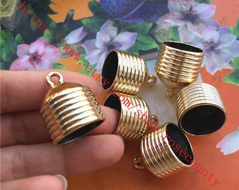 Large-Wholesale 100pcs 26x20mm CCB KC Gold/silver/rose gold/gunmetal Tassel Caps/end cap terminators findings--hole 18mm