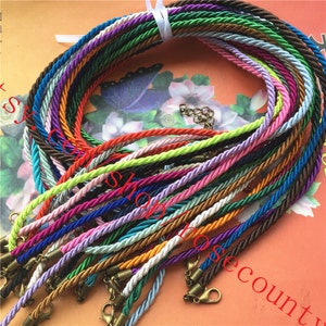 Wholesale 50 Assorted Braided Satin Cord Necklace 18&quot; with Bronze Clasp