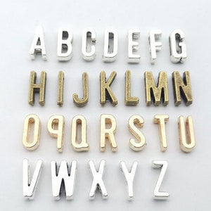 Antiqued silver/antiqued bronze/gold 11x6mm alphabet Slide letters charms finding---fit 6mm width slide