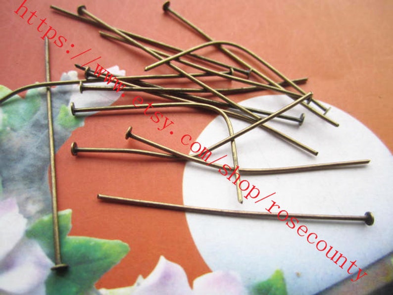 Wholesale 500pcs Antiqued bronze 45mm headpins/jewelry pins findings accessories image 1