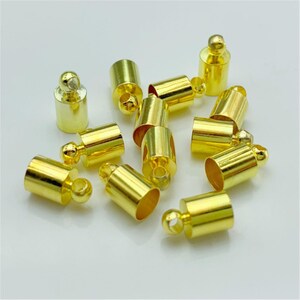 Wholesale 100pcs 10x5mm brass material gold Tassel Caps/end cap terminators findings(fit 4.7mm cords)