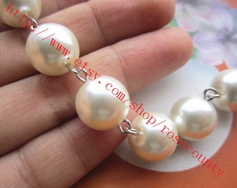 Vintage Japanese Pearl Bead Links 13mm 12 links