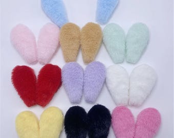 Plush Furry Rabbit Ears: DIY Hair Clip Accessories, 60x30mm, 40pcs