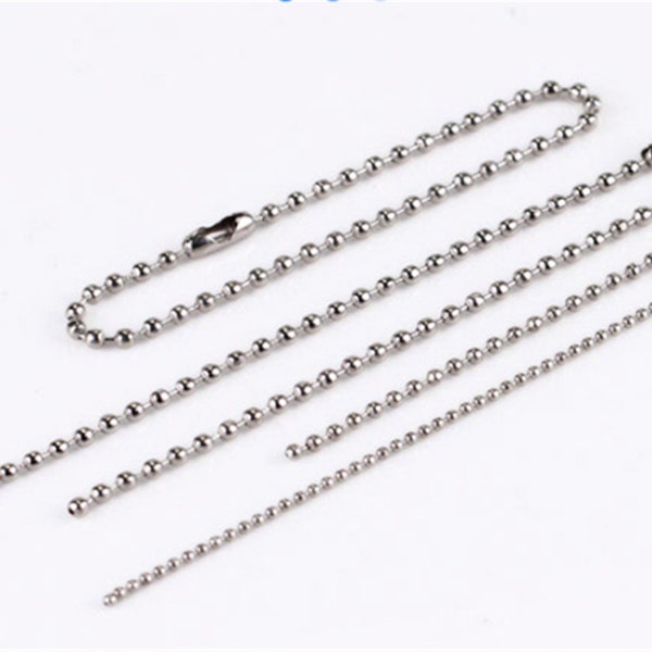 SALE 20pcs 6inch/7inch/8inch/10inch/12inch/14inch/16inch/18inch/27inch White K 2.4mm thickness ball chain necklace with connectors，tag chain